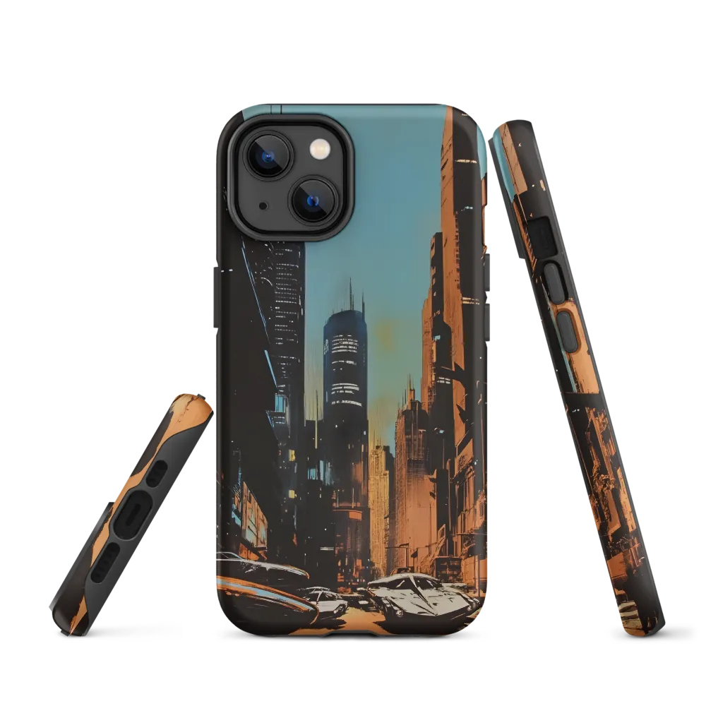 Futuristic Cityscape in Blue and Orange