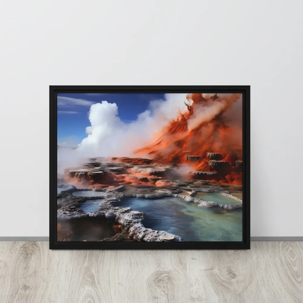Nature's Fury: The Volcano's Expression | Canvas with Black Frame | 16″×20″