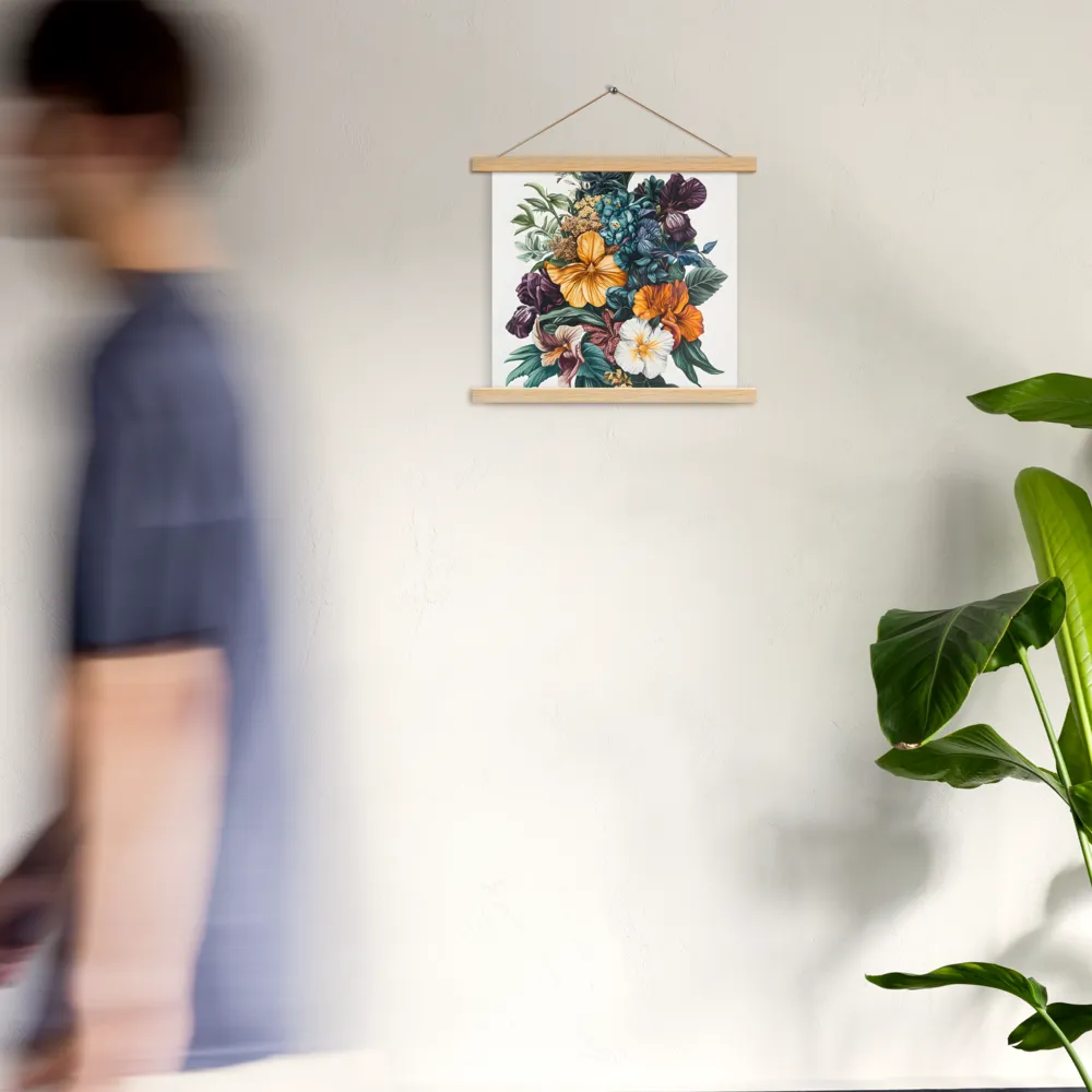 Floral Symphony | Poster With Oak Wood Hanger | 14″×14″