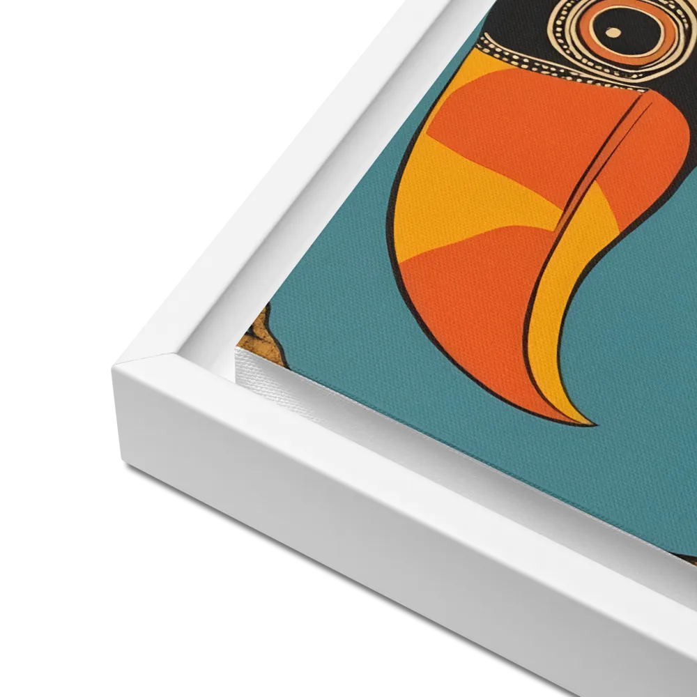 Tropical Majesty: The Toucan at Rest | Canvas with White Frame | 16″×16″