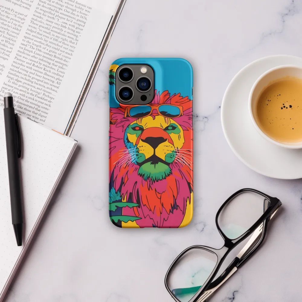 Lion with Sunglasses: A Vibrant Tropical Portrait | Phone Case |  14 Pro Max | Snap Case | Matte