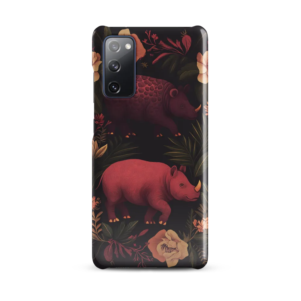 Rhinos in Floral Embrace