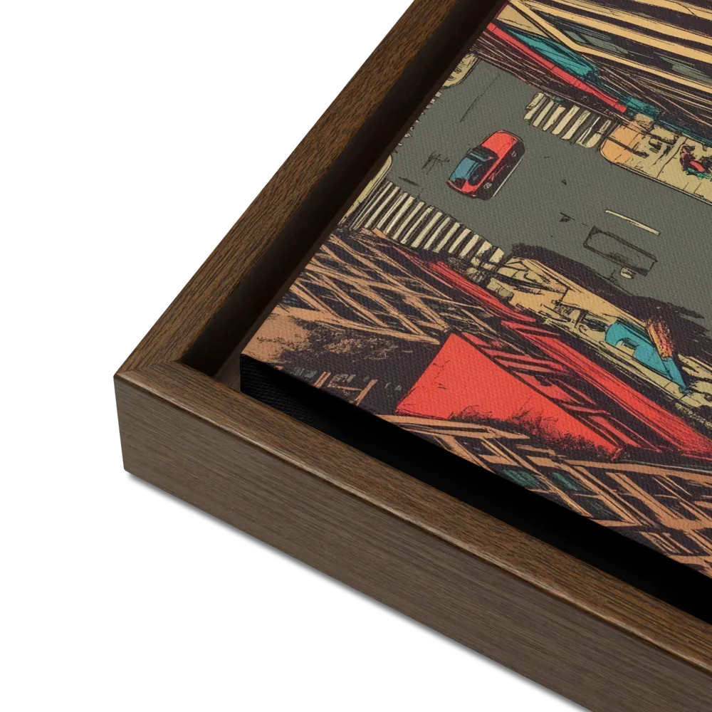 Urban Symphony | Canvas with Brown Frame | 12″×12″