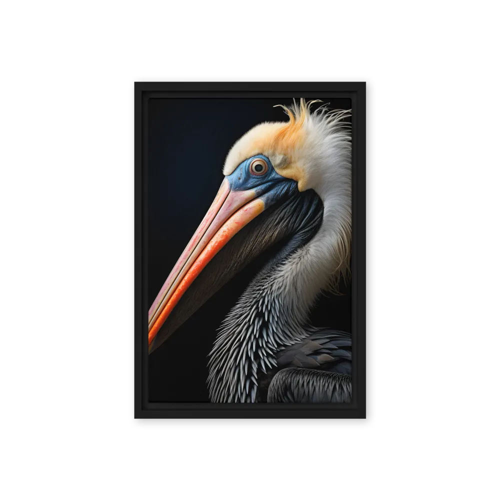 Majestic Portrait of a Pelican | Canvas with Black Frame | 12″×18″