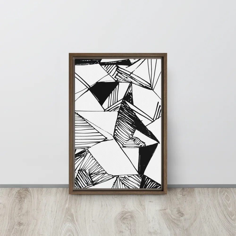 Dynamic Geometry in Ink | Canvas with Brown Frame | 12″×18″