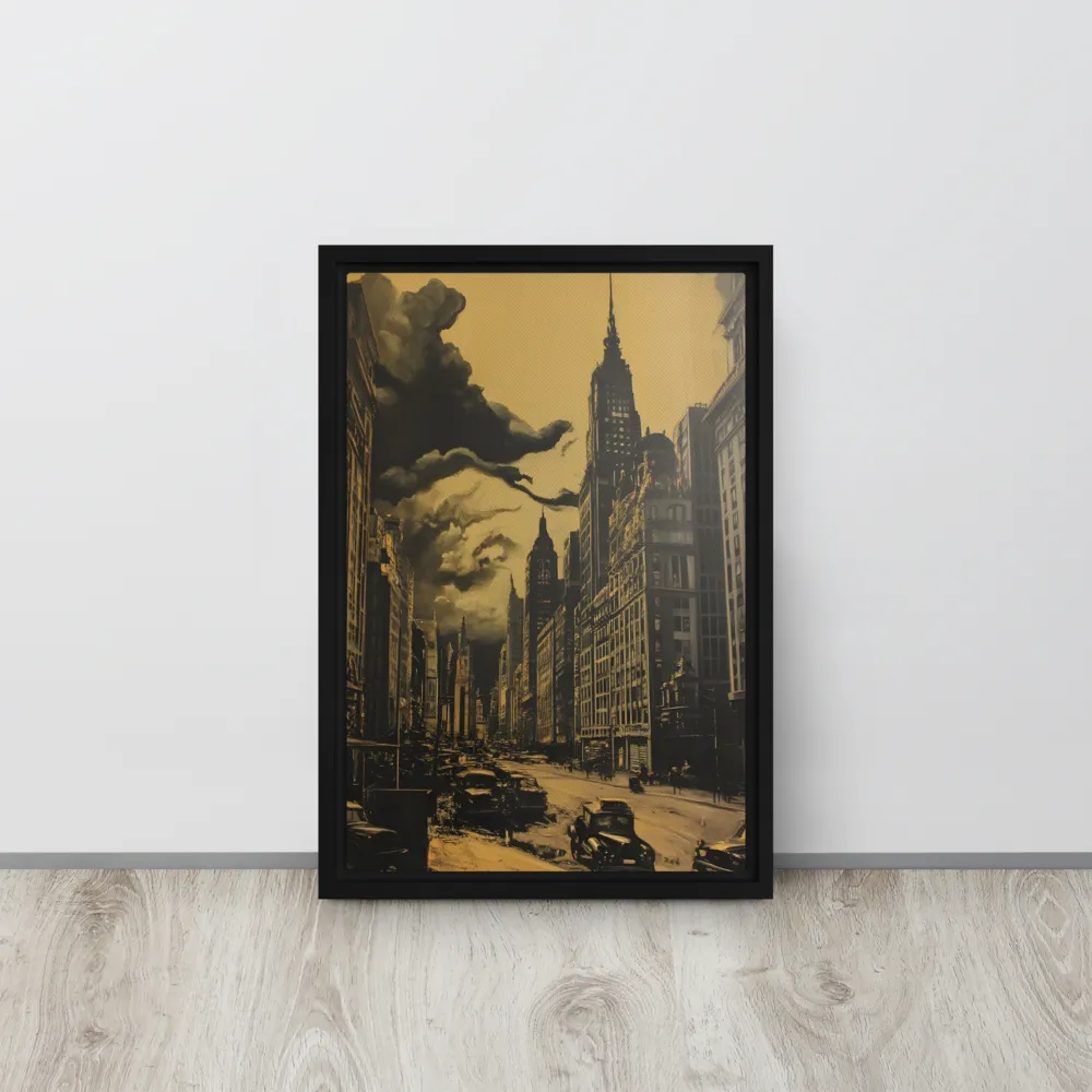 Echoes of a Forgotten Skyline | Canvas with Black Frame | 12″×18″