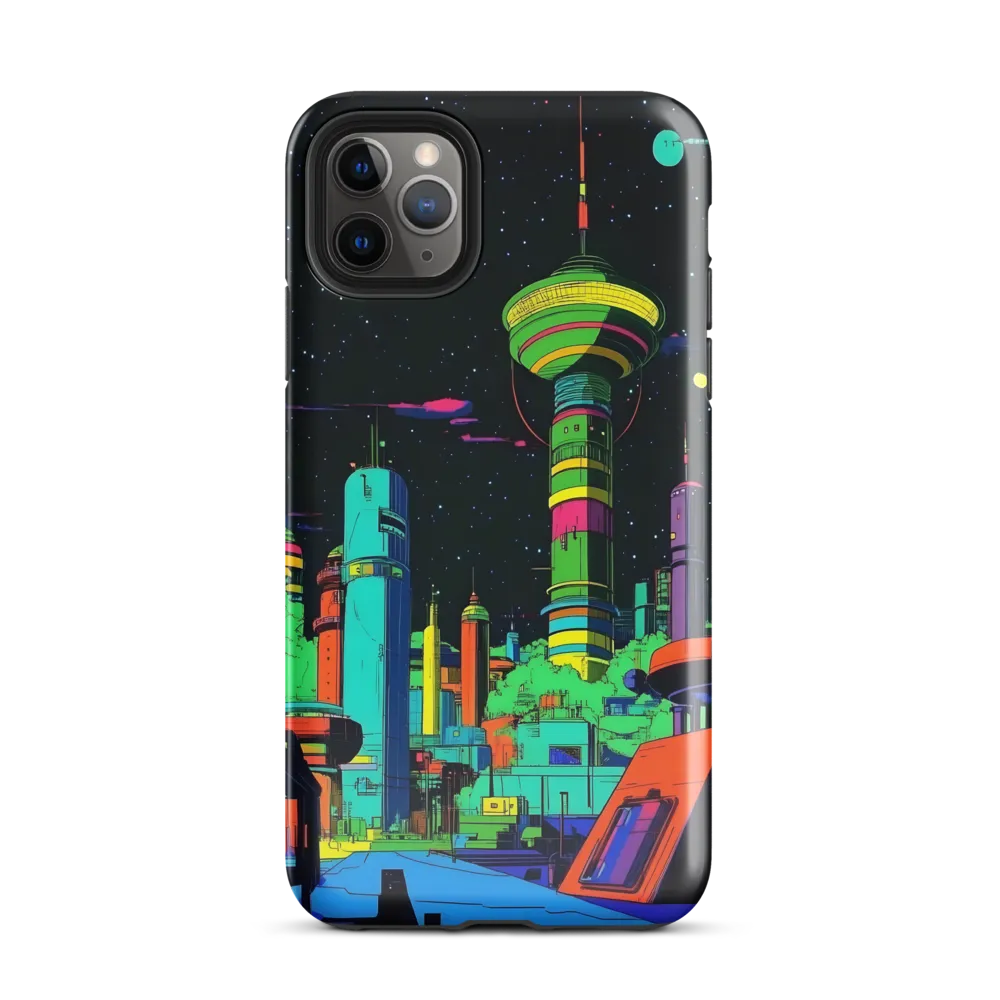 Neon Dreams: A Futuristic Cityscape | Phone Case |  11 Pro Max | Tough Case | Glossy