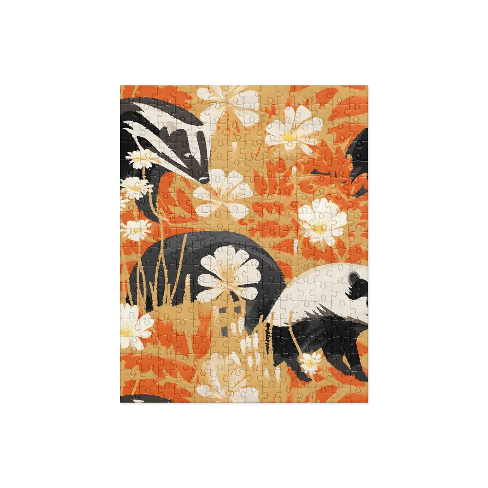 Whimsical Badgers in Bloom