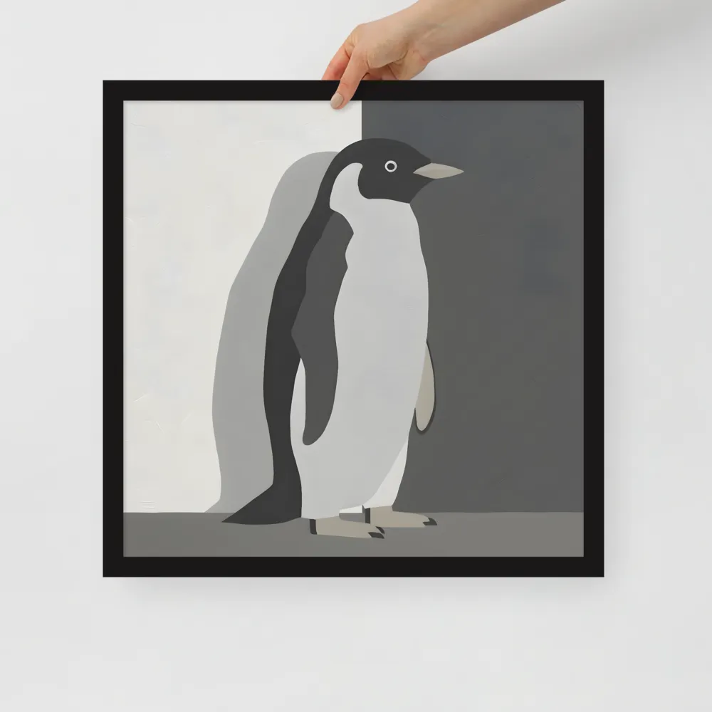 Monochrome Penguin 
 Poster with Black Frame | 18″x 18″