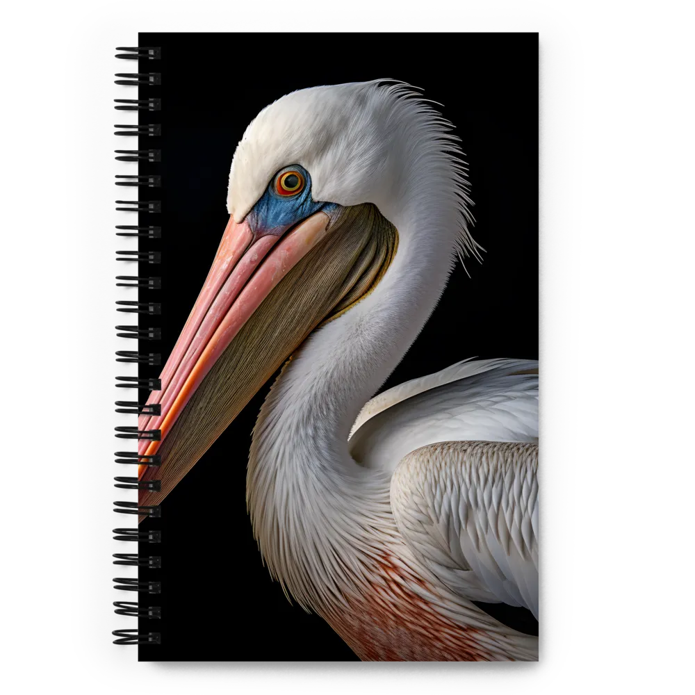 Elegance in White: The Pelican | Spiral Notebook