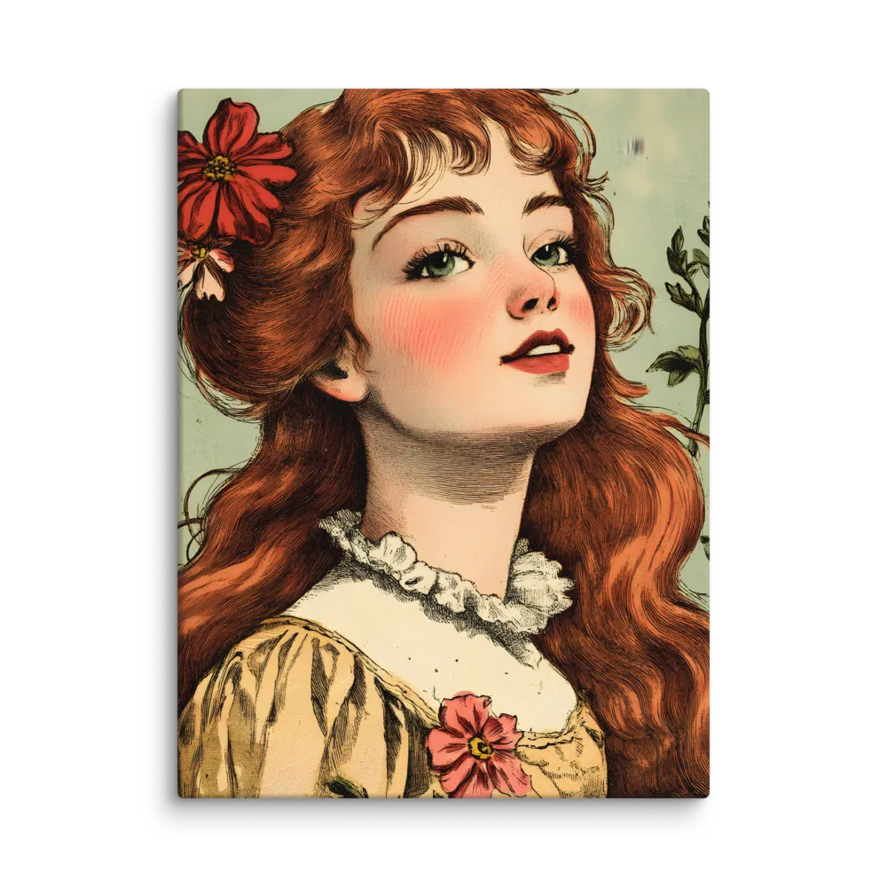 Whimsical Portrait of a Flower-Adorned Girl | Canvas | 24″×32″