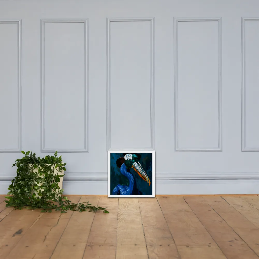 Majestic Absurdity: The Hat-Wearing Bird | Poster with White Frame | 14″×14″