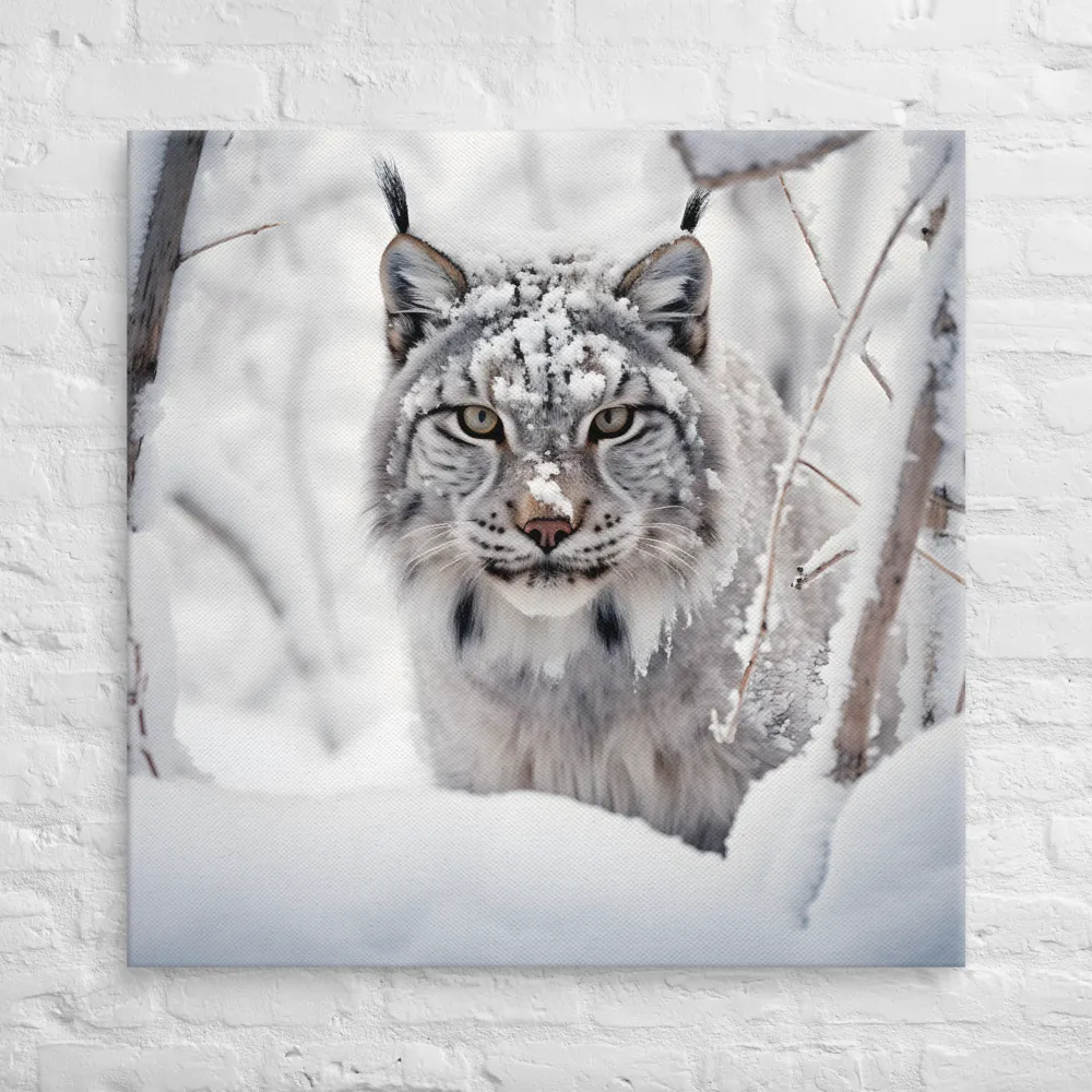 Whispers of Winter: The Lynx in Snow | Canvas | 36″×36″