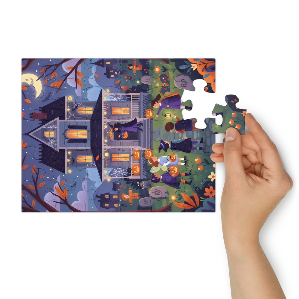 Moonlit Trick-or-Treat 
 Jigsaw Puzzle in Tin Box