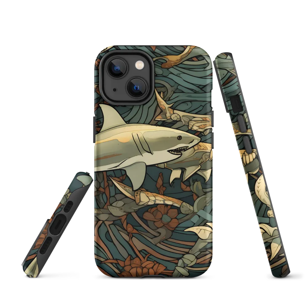 Dynamic Harmony of Sharks and Flora | Phone Case |  14 | Tough Case | Matte