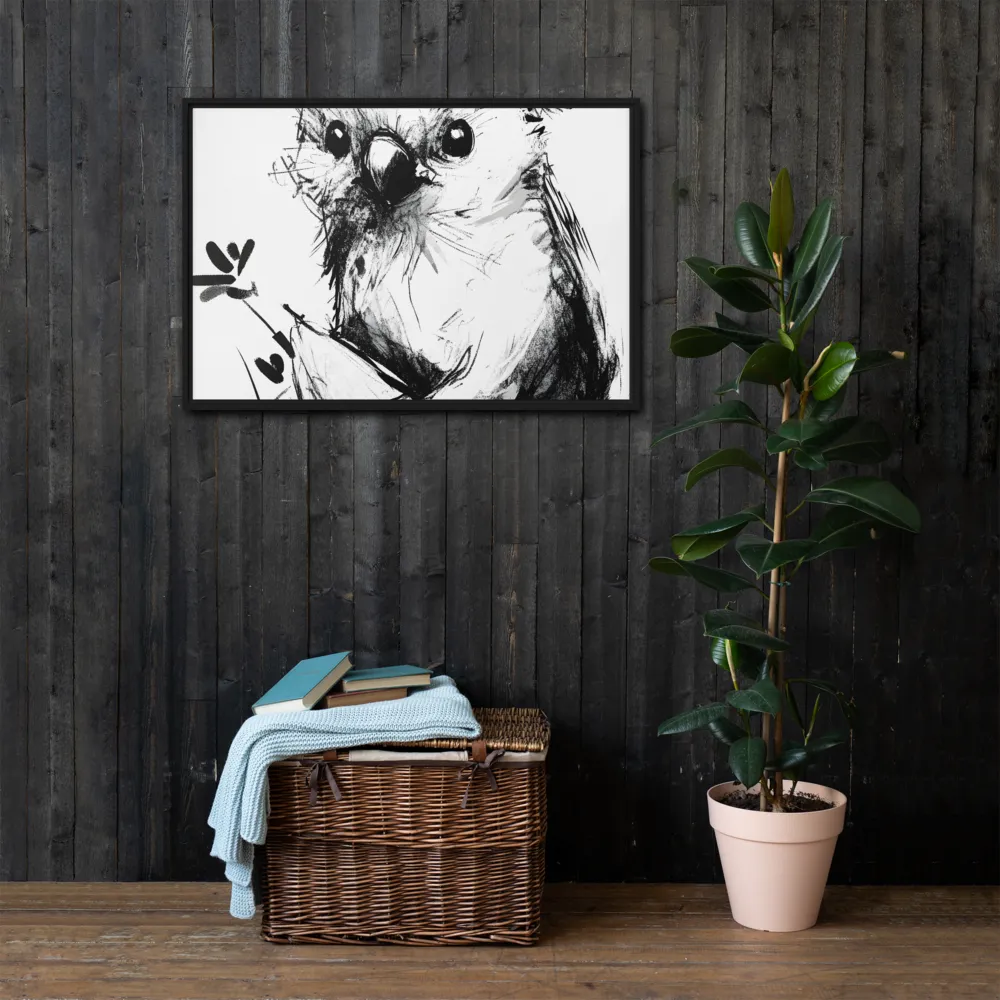 Whimsical Koala in Ink | Canvas with Black Frame | 24″×36″
