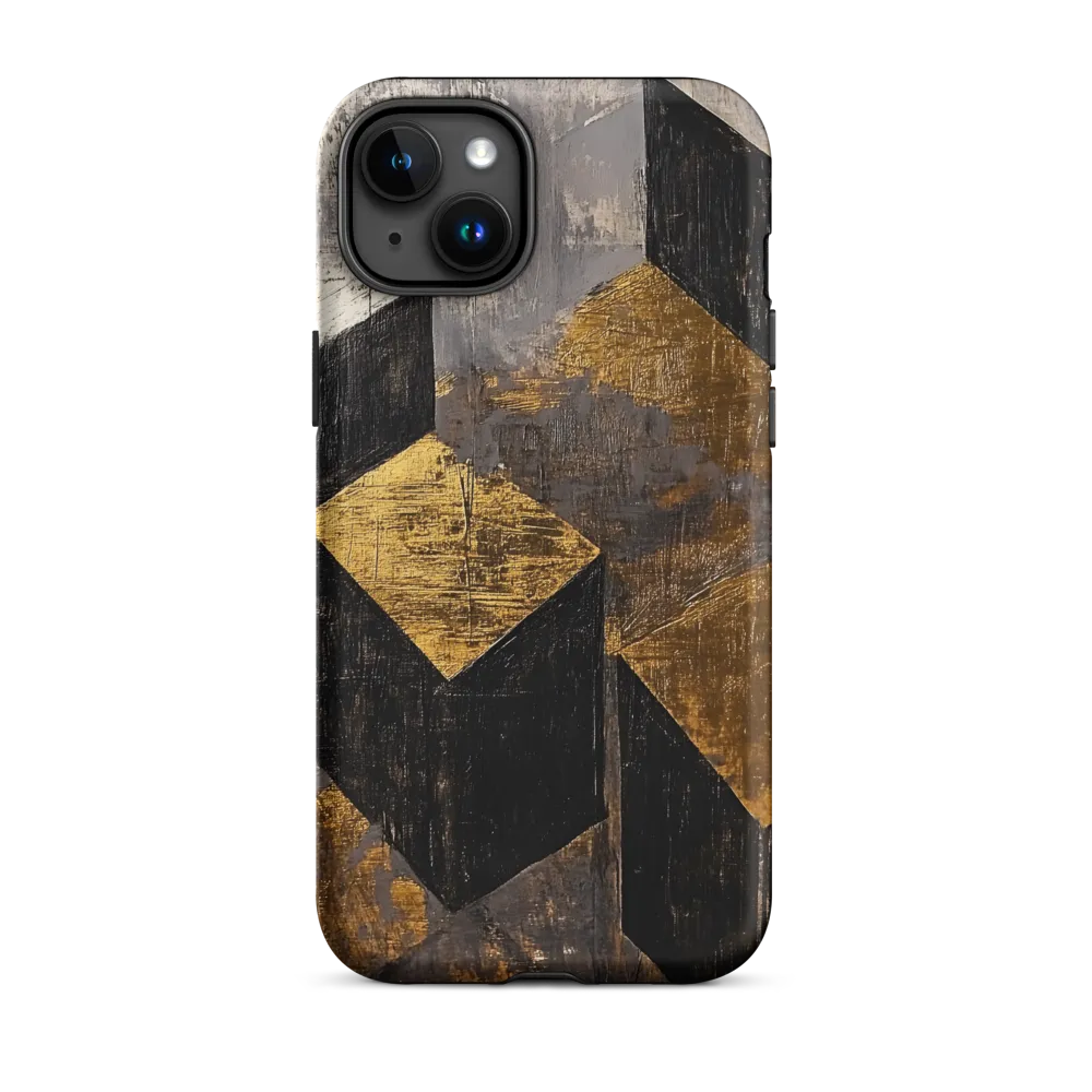 Geometric Harmony in Gold and Black | Phone Case |  15 Plus | Tough Case | Matte