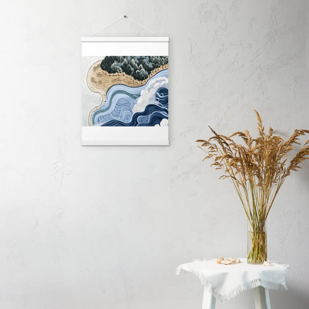 Oceanic Harmony: A Tranquil Landscape | Poster With White Wood Hanger | 16″×20″