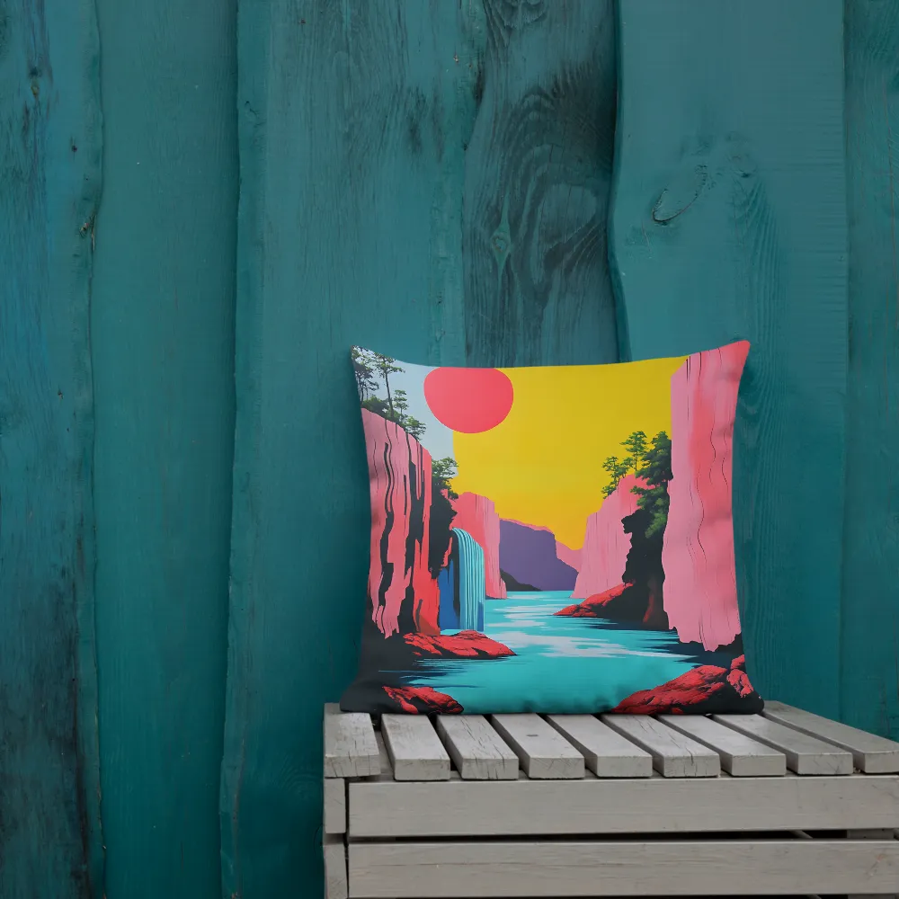 Dreamscape of Pink Cliffs and Turquoise Waters | Pillow | 18″×18″