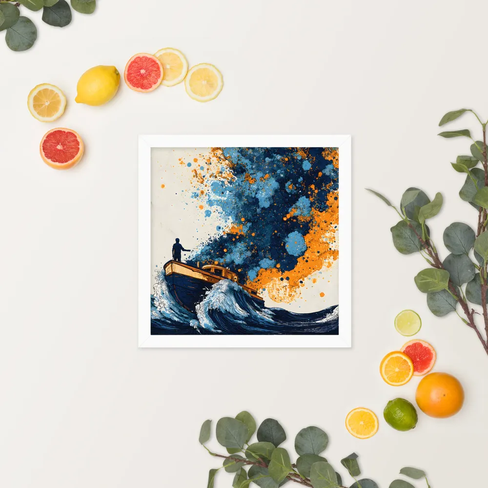 Paintstorm at Sea 
 Poster with White Frame | 14″x 14″