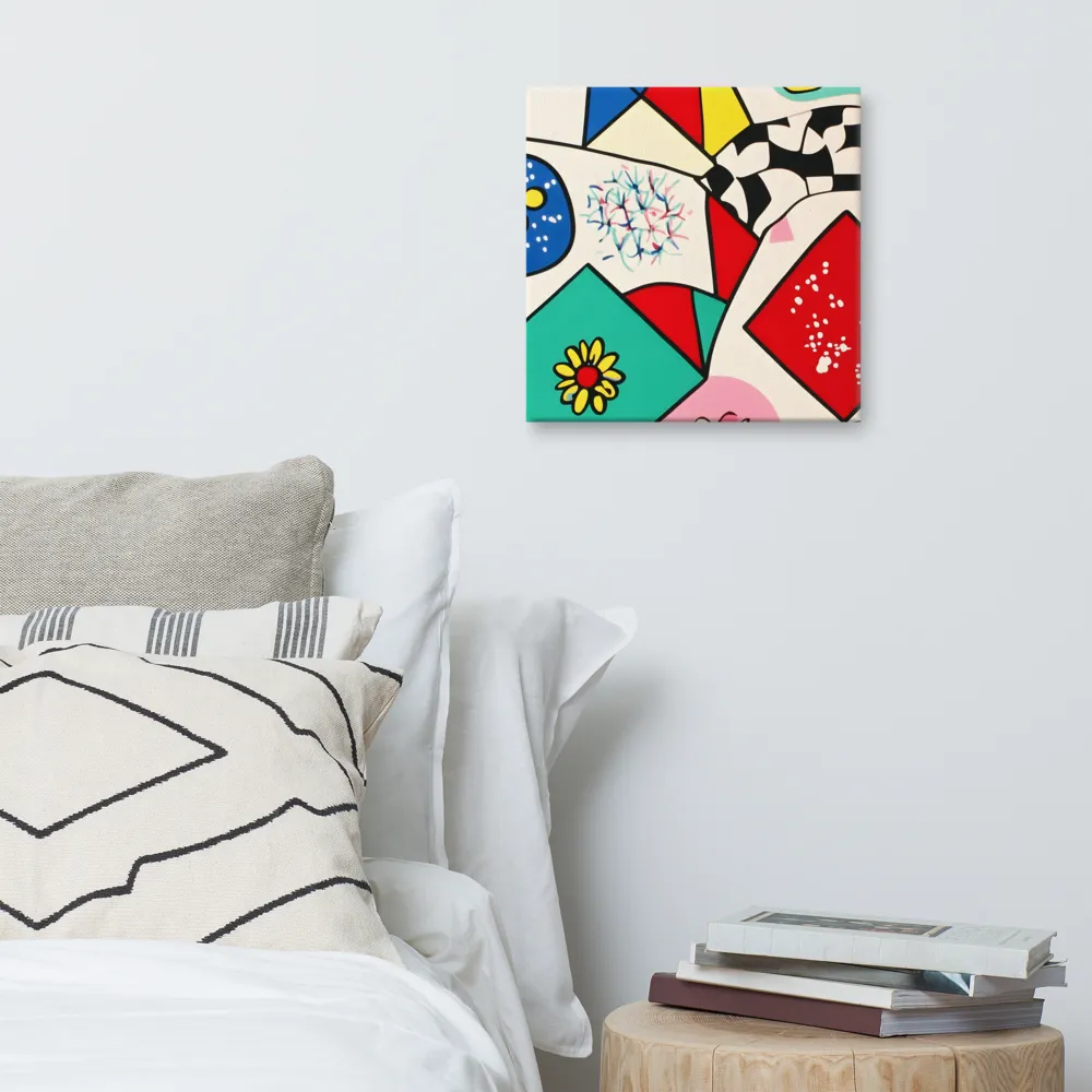Joyful Geometry: A Playful Dance of Shapes and Colors | Canvas | 16″×16″