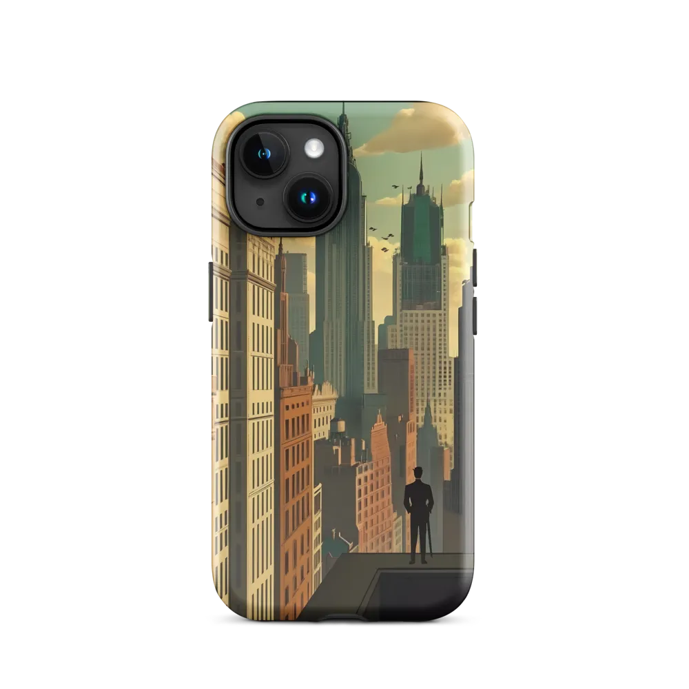 Urban Dreams: A Silhouette in Art Deco Cityscape
