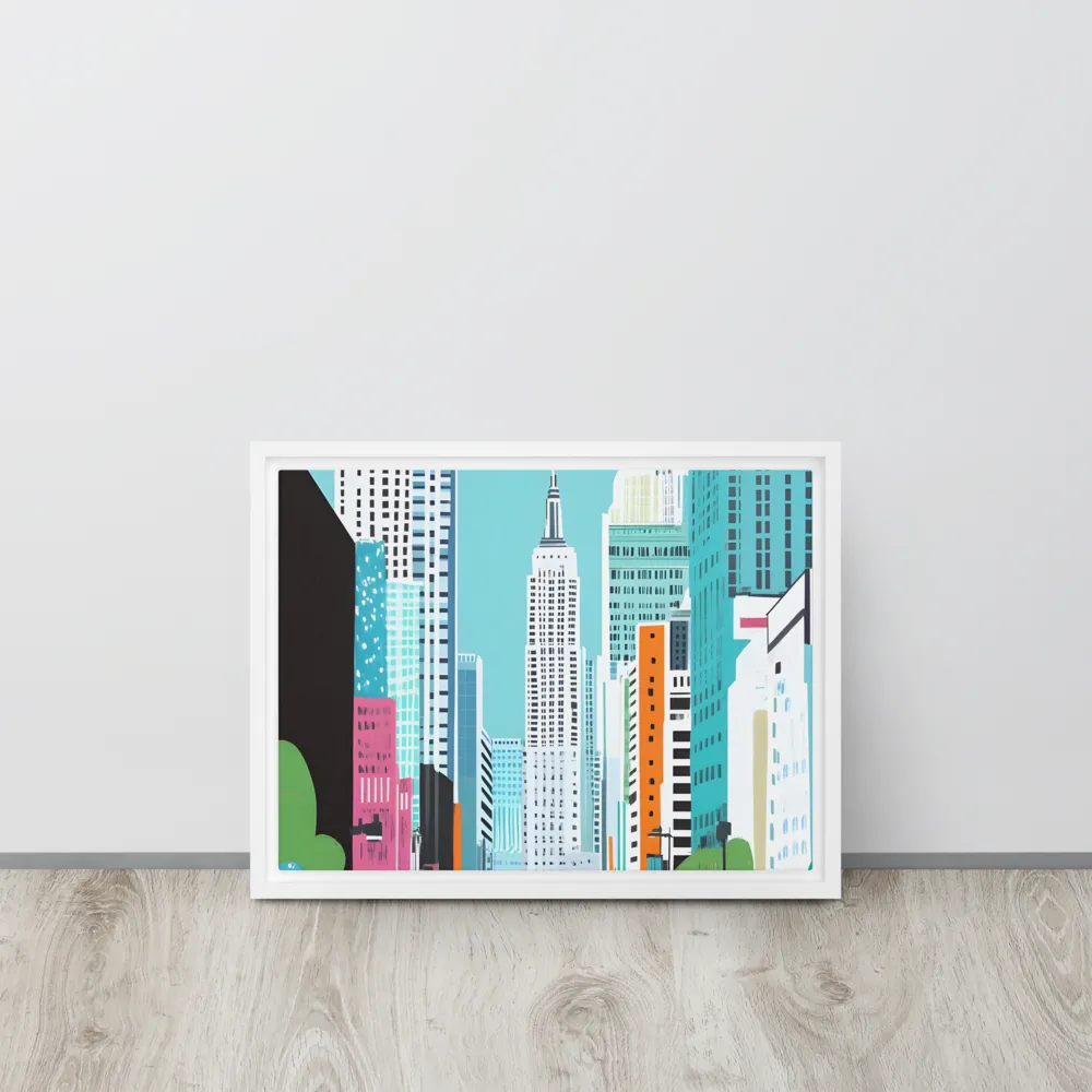 Urban Symphony: A Modern Cityscape | Canvas with White Frame | 12″×16″