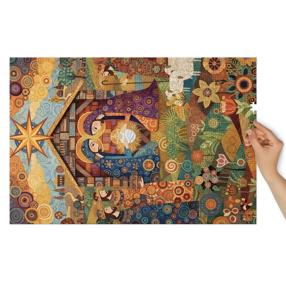 Colorful Nativity Scene 
 Jigsaw Puzzle in Tin Box