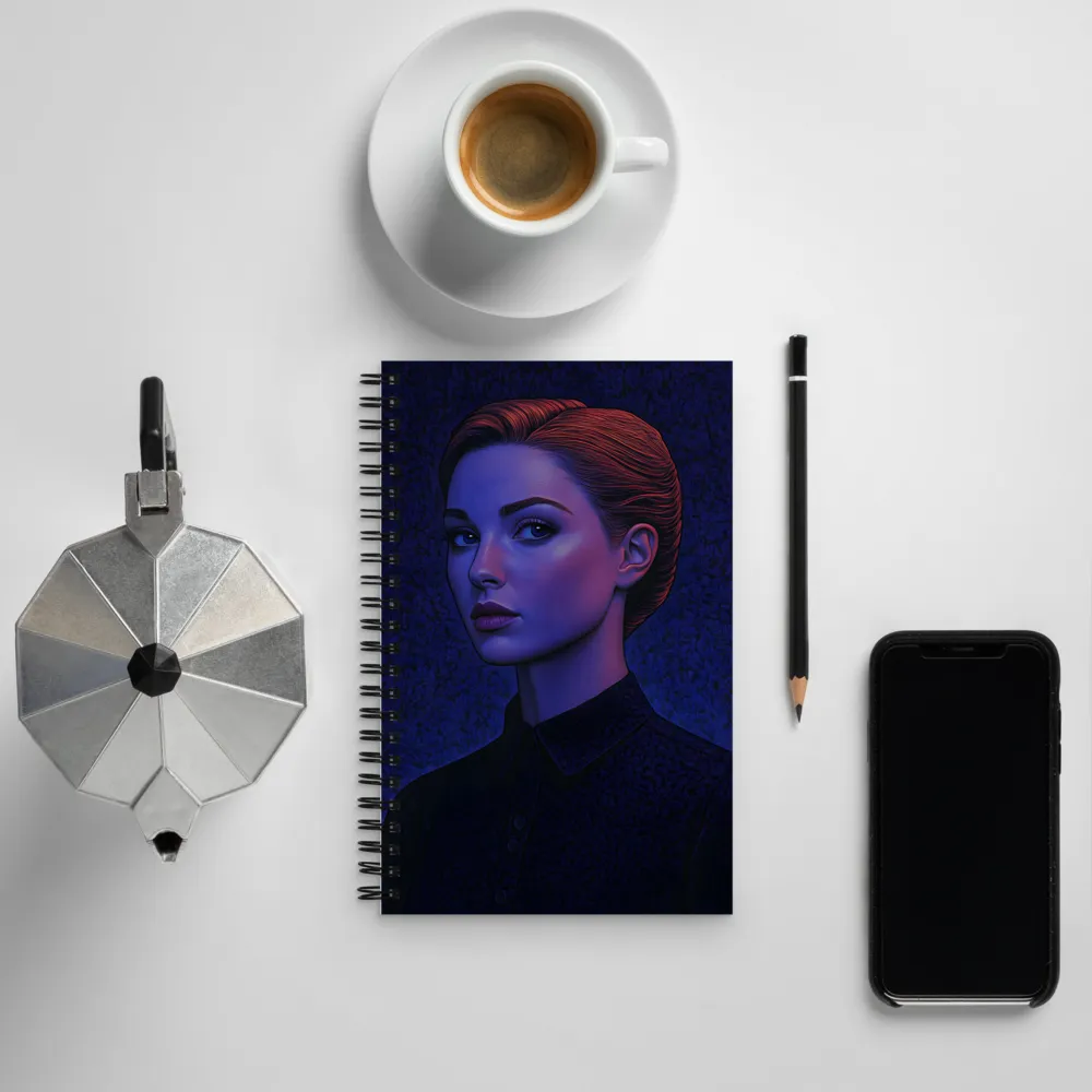 Ethereal Portrait in Blue and Red | Spiral Notebook