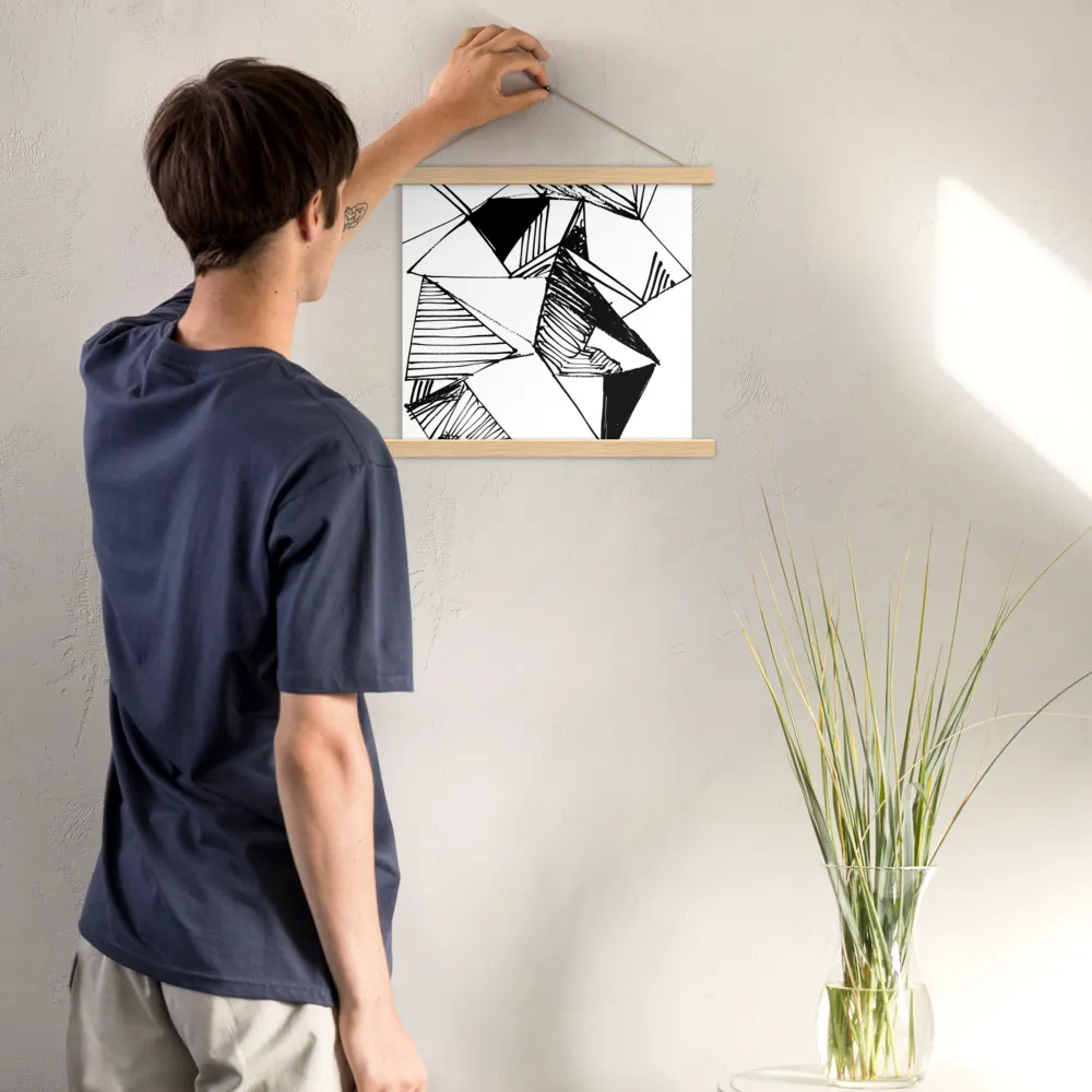 Dynamic Geometry in Ink | Poster With Oak Wood Hanger | 14″×14″
