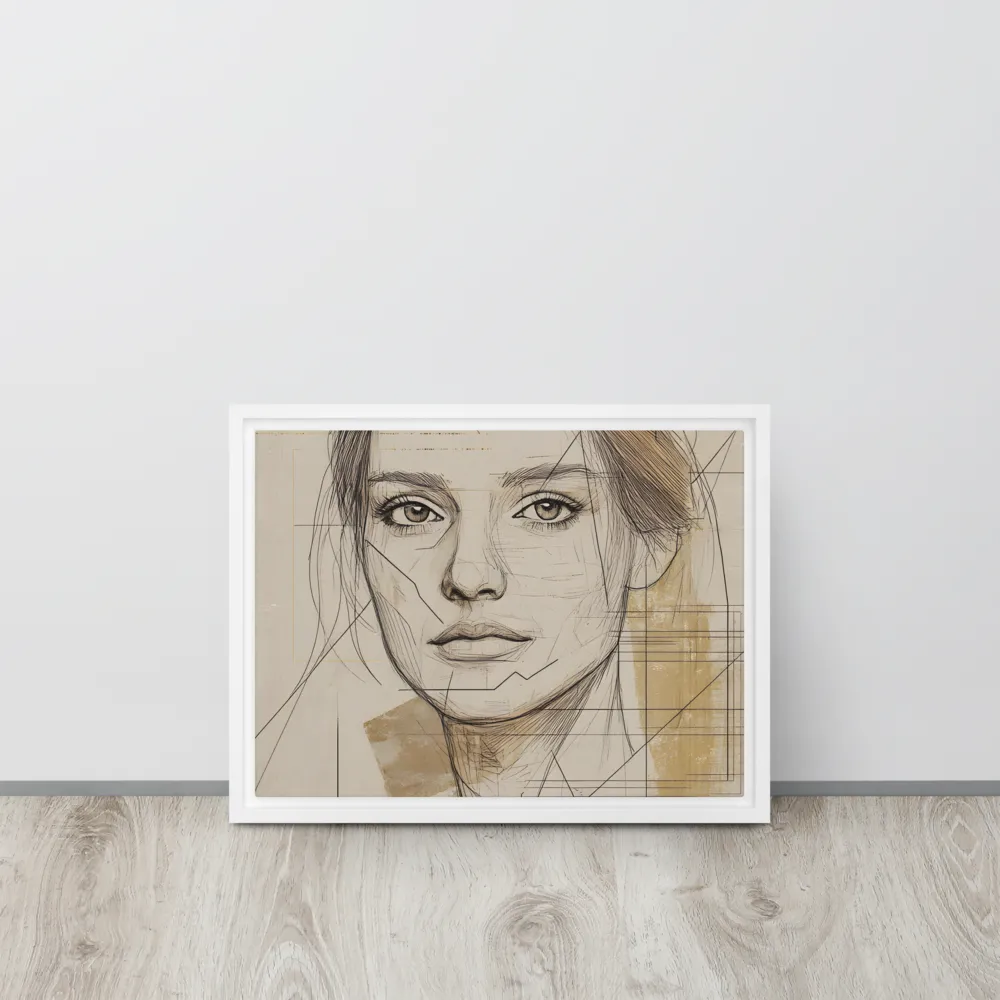Geometric Elegance: A Modern Portrait | Canvas with White Frame | 12″×16″