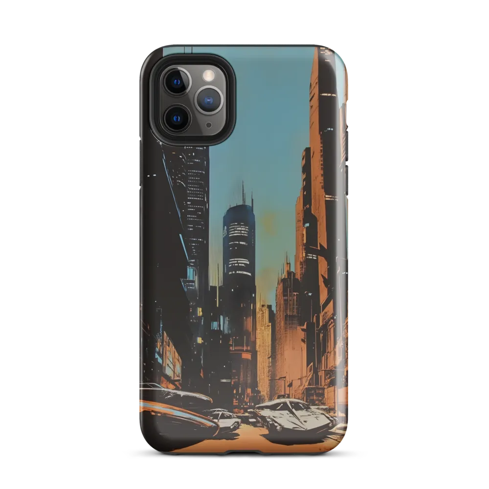 Futuristic Cityscape in Blue and Orange | Phone Case |  11 Pro Max | Tough Case | Glossy