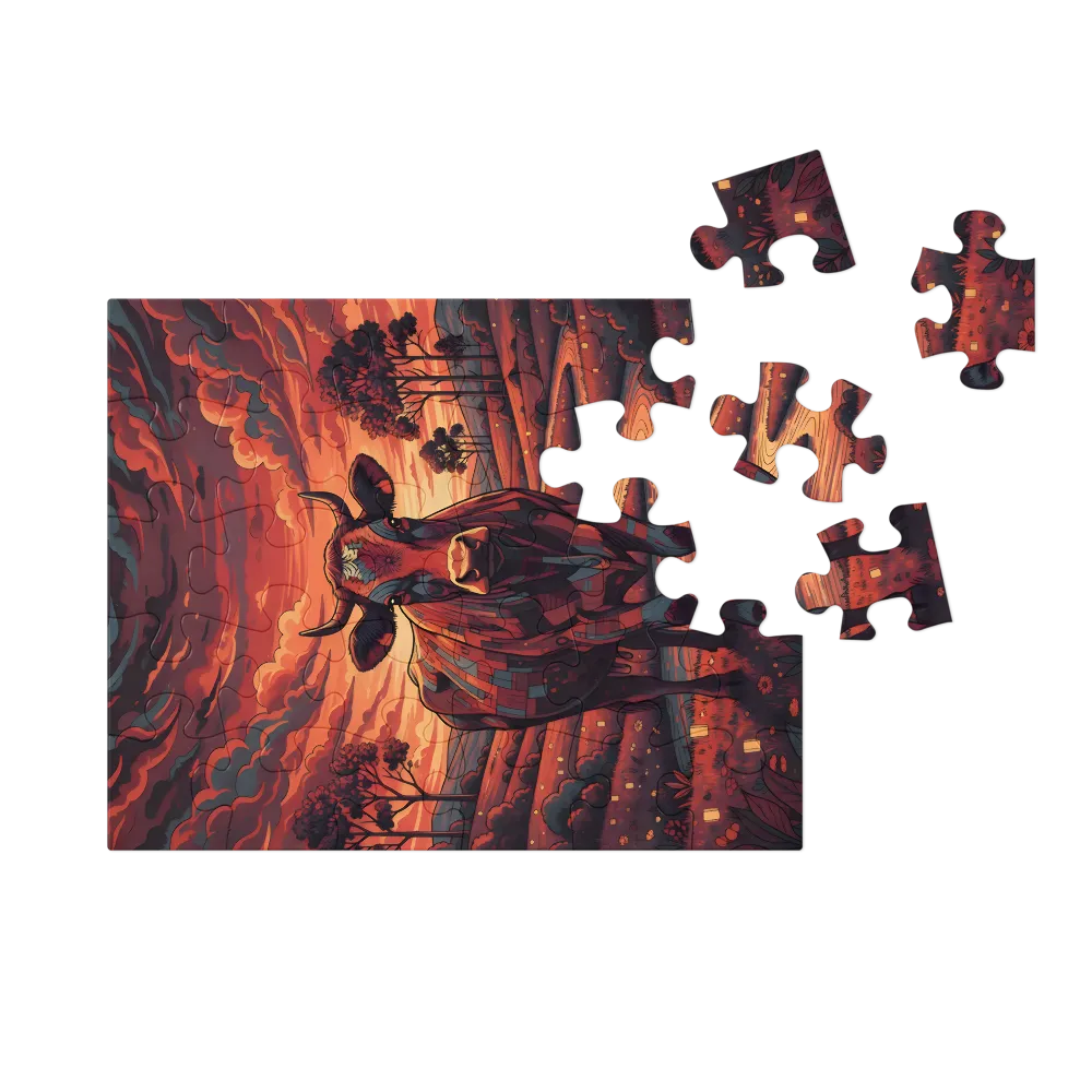 Ember Cow 
 Jigsaw Puzzle in Tin Box
