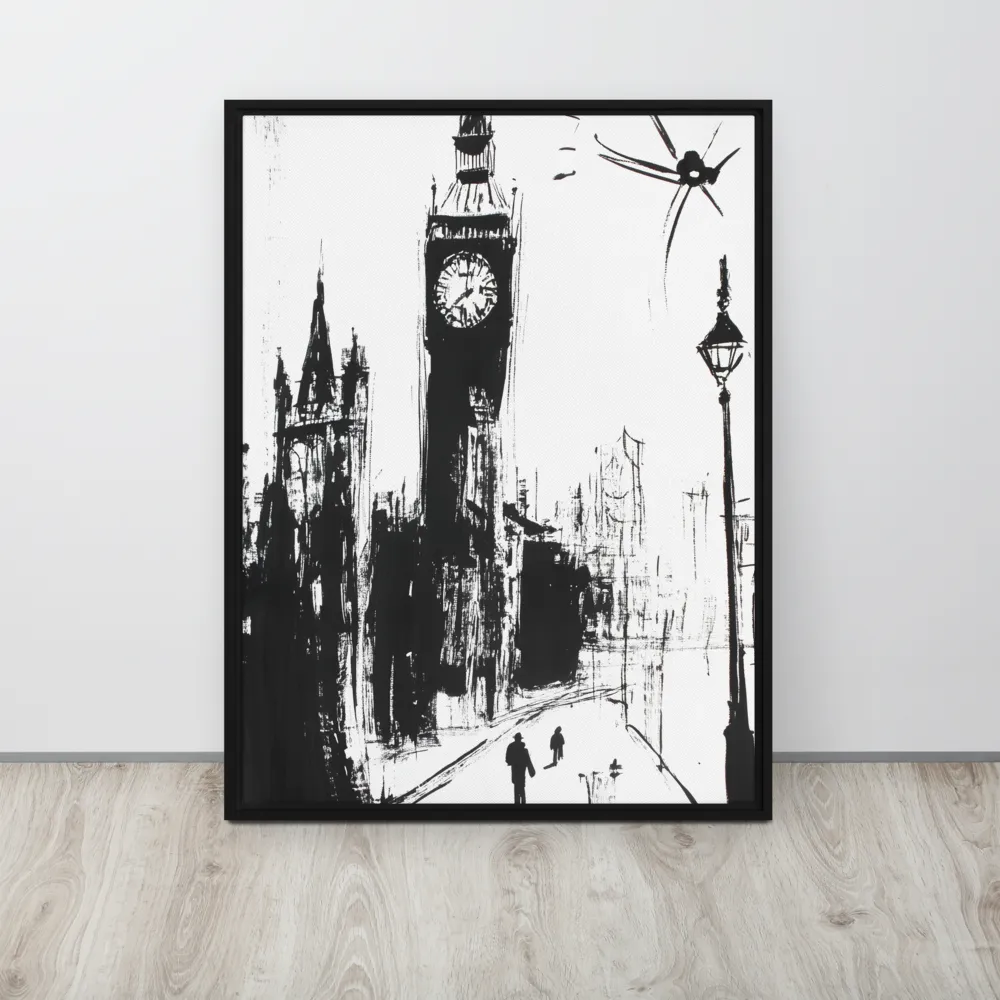 Clock Tower in Motion | Canvas with Black Frame | 24″×32″
