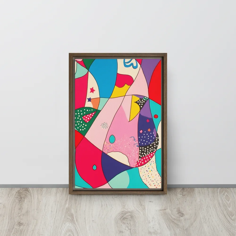 Playful Geometry in Color | Canvas with Brown Frame | 12″×18″