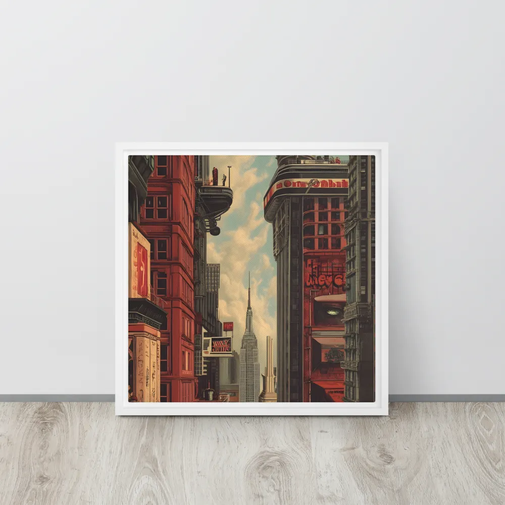 A Glimpse of Tomorrow: Urban Ambition | Canvas with White Frame | 16″×16″