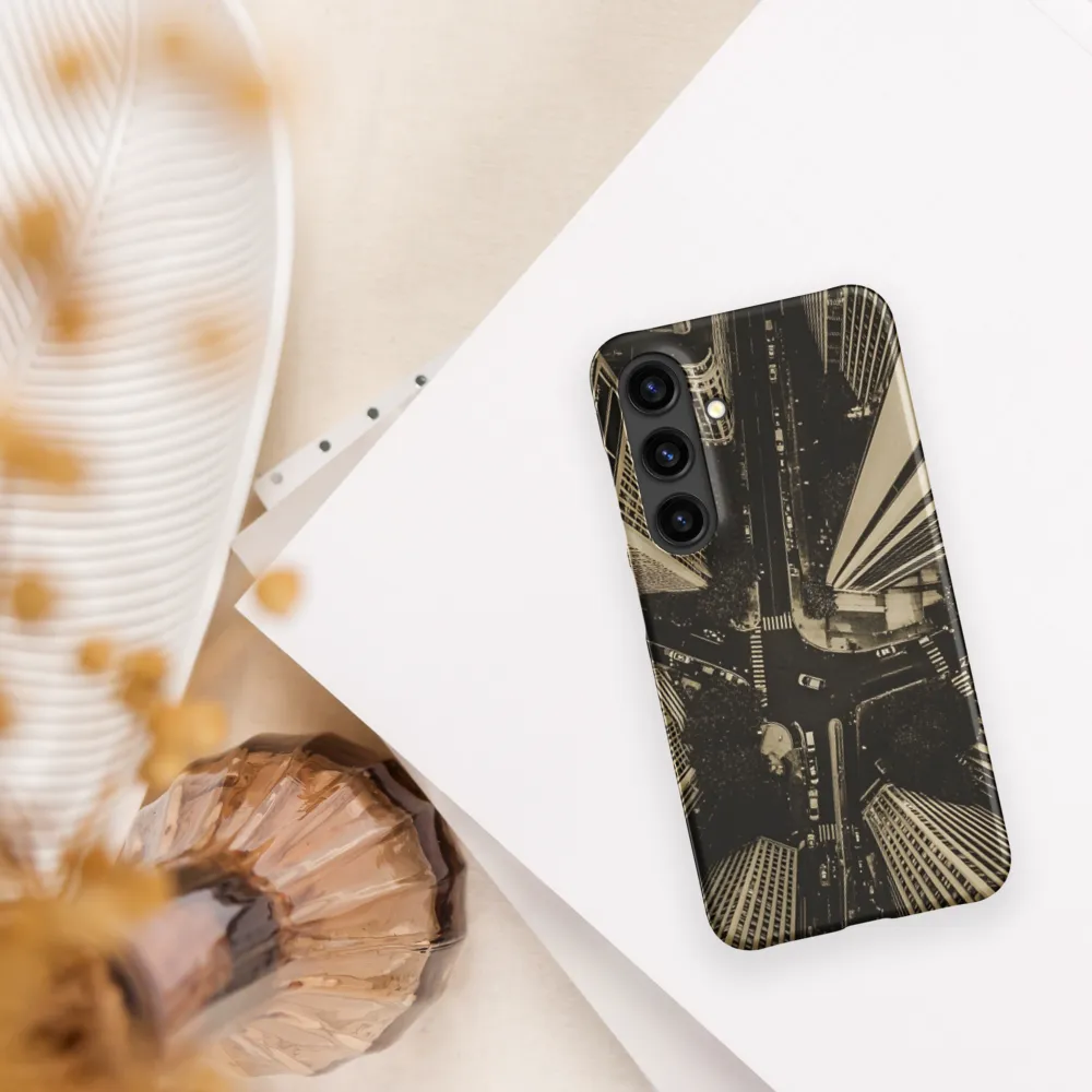 Urban Symphony: Aerial Perspective of City Life | Phone Case |  S24 | Snap Case | Matte