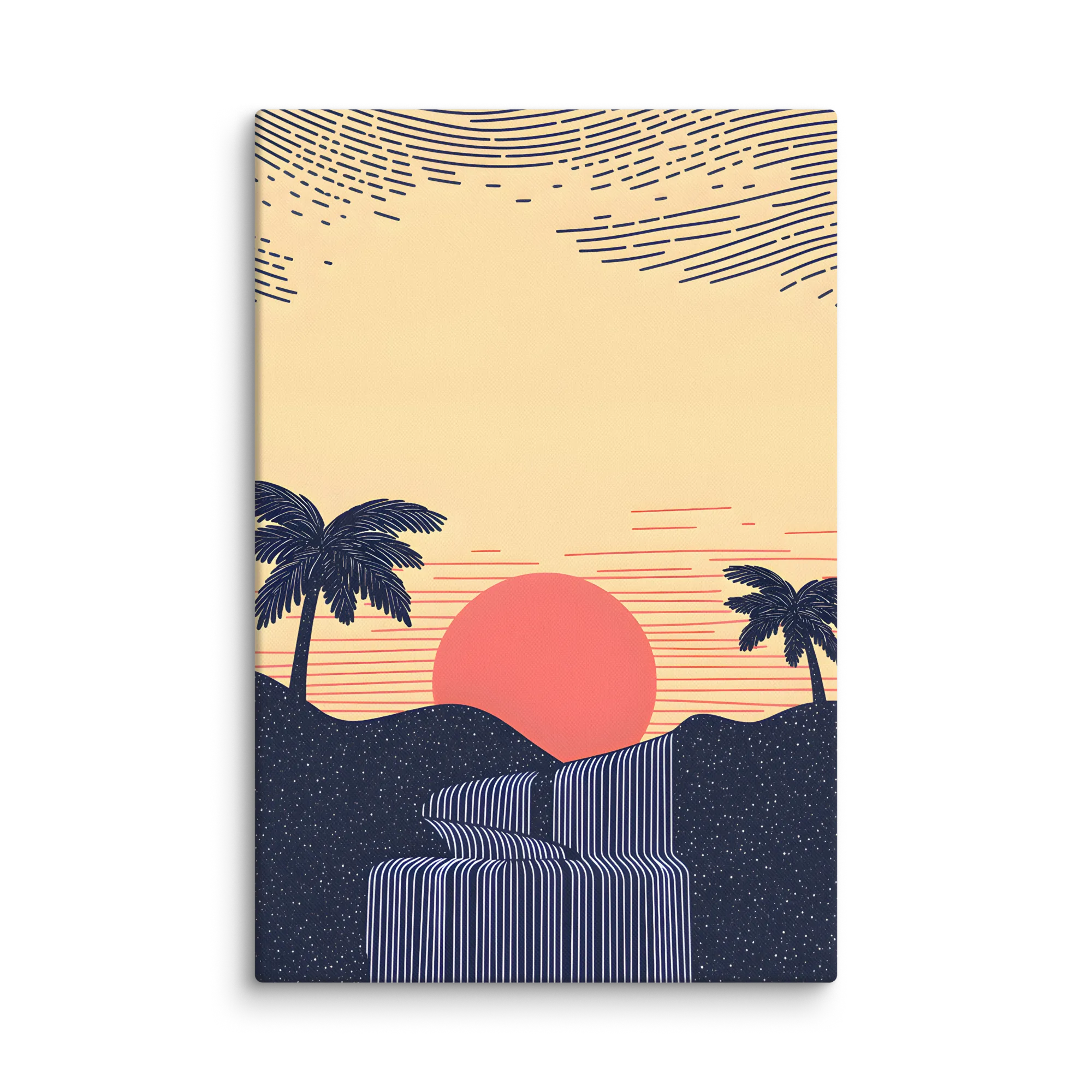Stylized Tropical Sunset Vista 
 Canvas | 16″x 24″