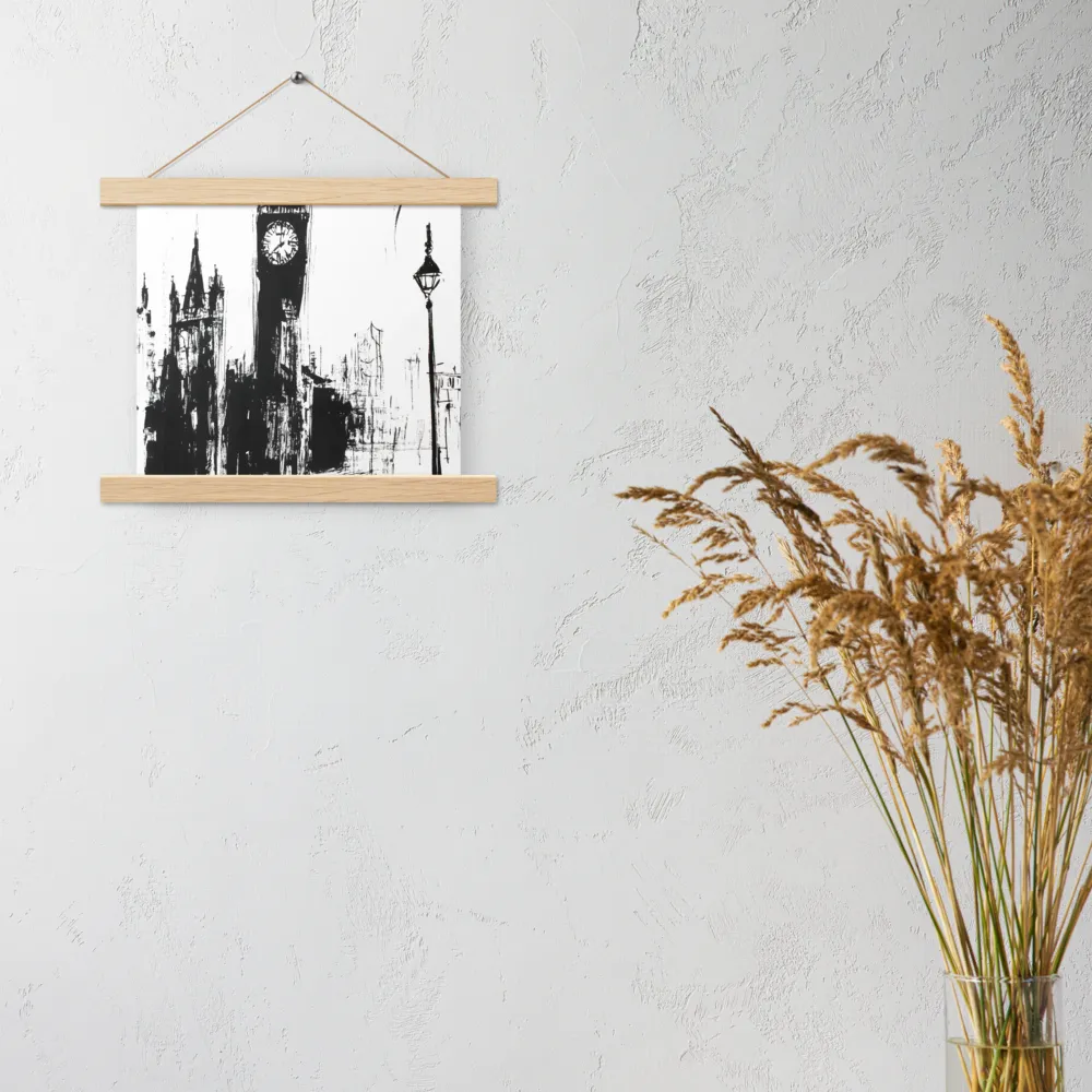 Clock Tower in Motion | Poster With Oak Wood Hanger | 10″×10″