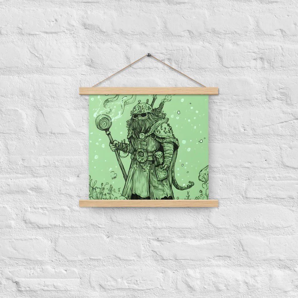 The Enigmatic Wizard | Poster With Oak Wood Hanger | 14″×14″