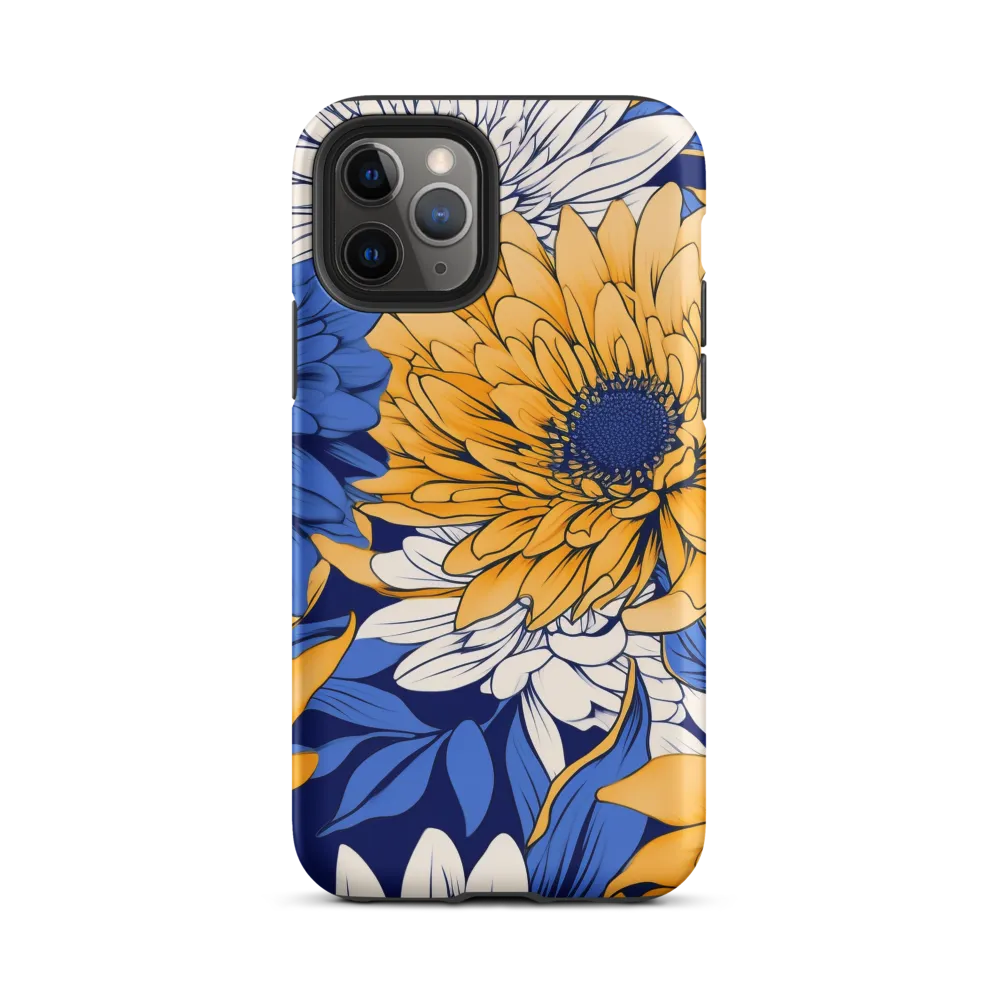 Floral Harmony in Blue and Yellow