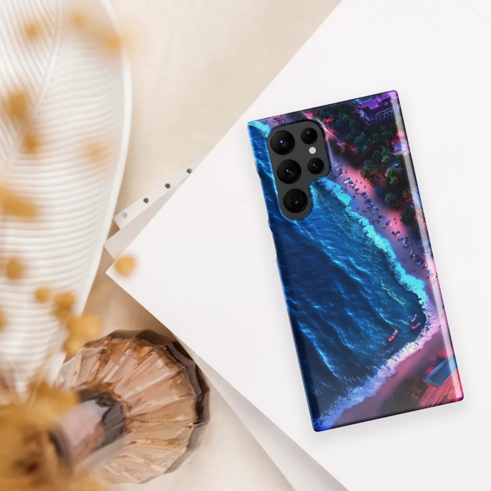 Twilight Reflections: A Serene Beach Aerial | Phone Case |  S22 Ultra | Snap Case | Glossy