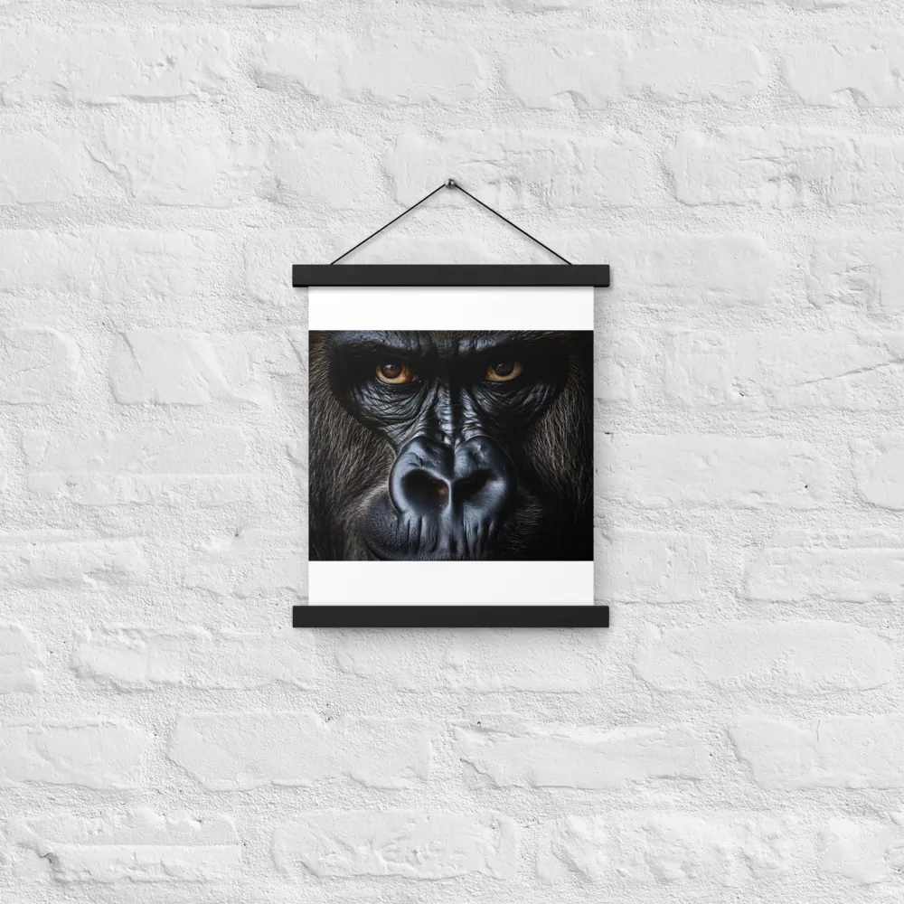 Gaze of the Wild: A Gorilla's Portrait | Poster With Black Wood Hanger | 11″×14″