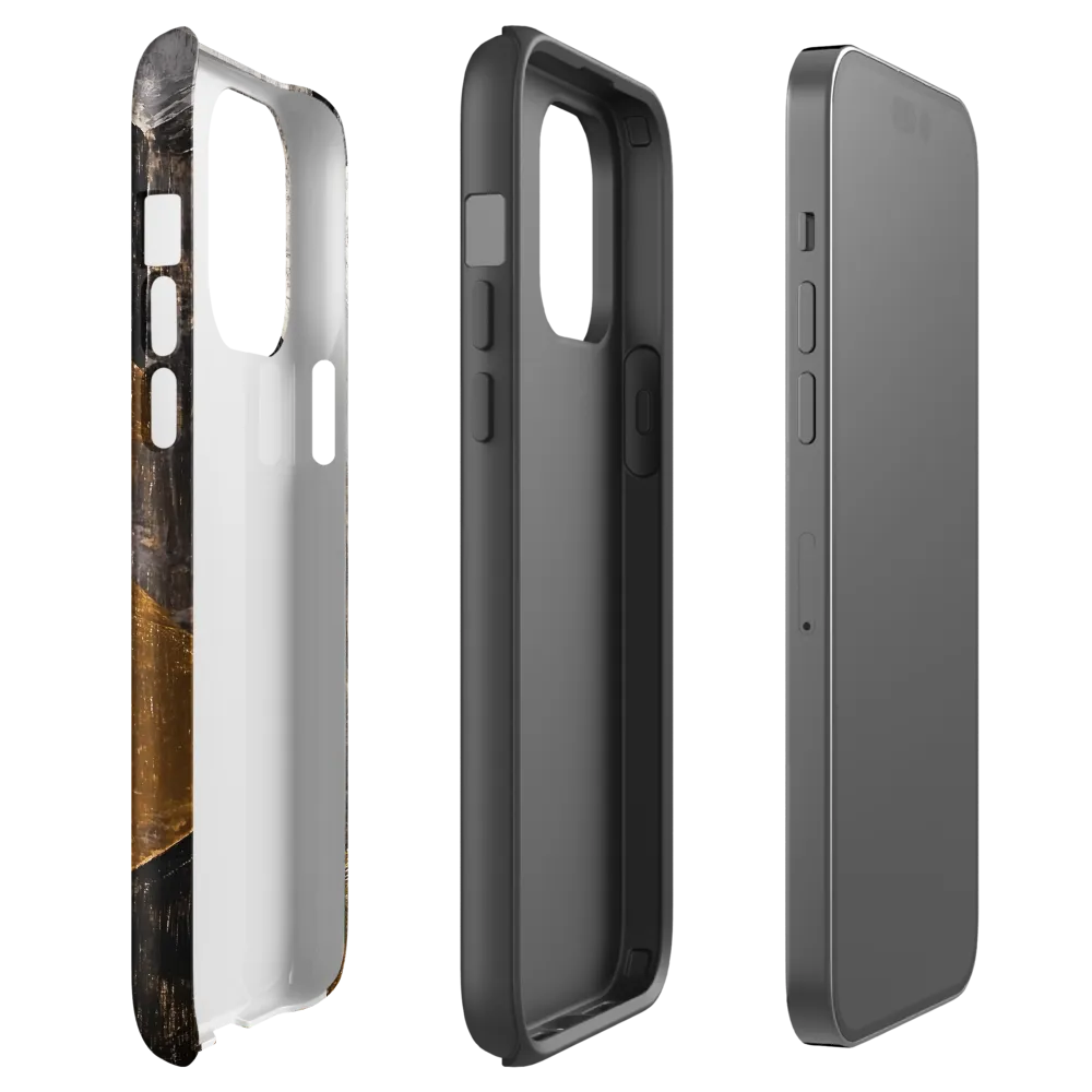 Geometric Harmony in Gold and Black | Phone Case |  14 Pro Max | Tough Case | Glossy