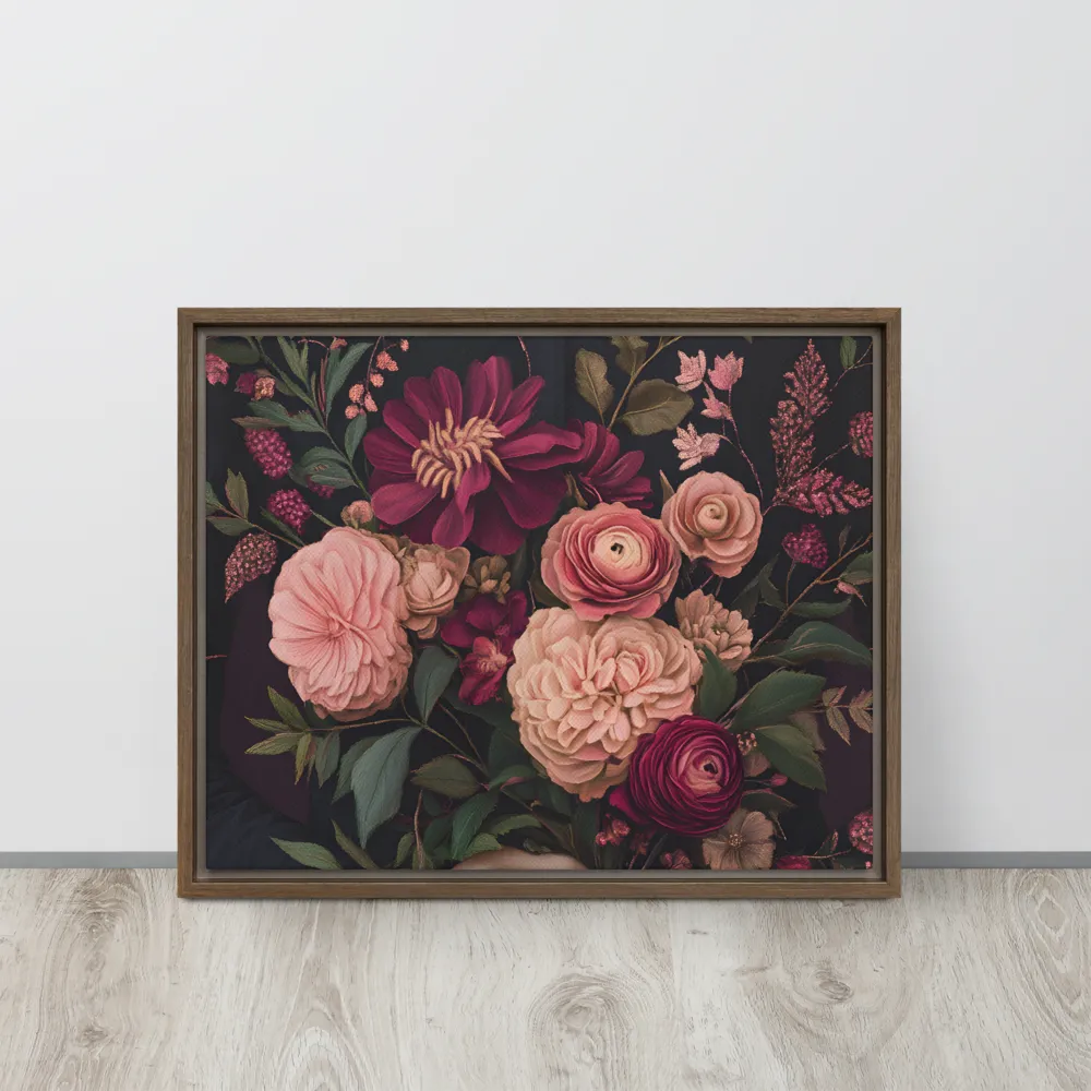 Botanical Elegance | Canvas with Brown Frame | 16″×20″