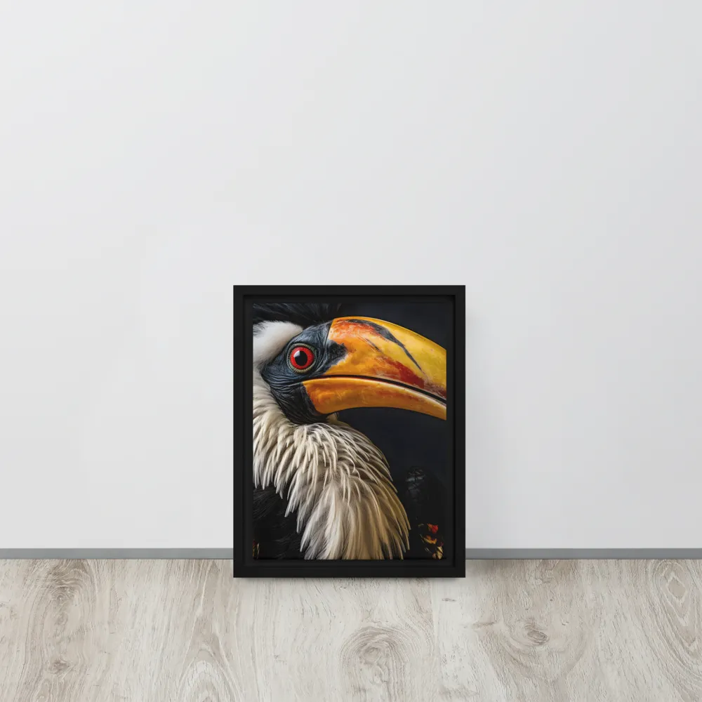 Majestic Hornbill Portrait | Canvas with Black Frame | 9″×12″