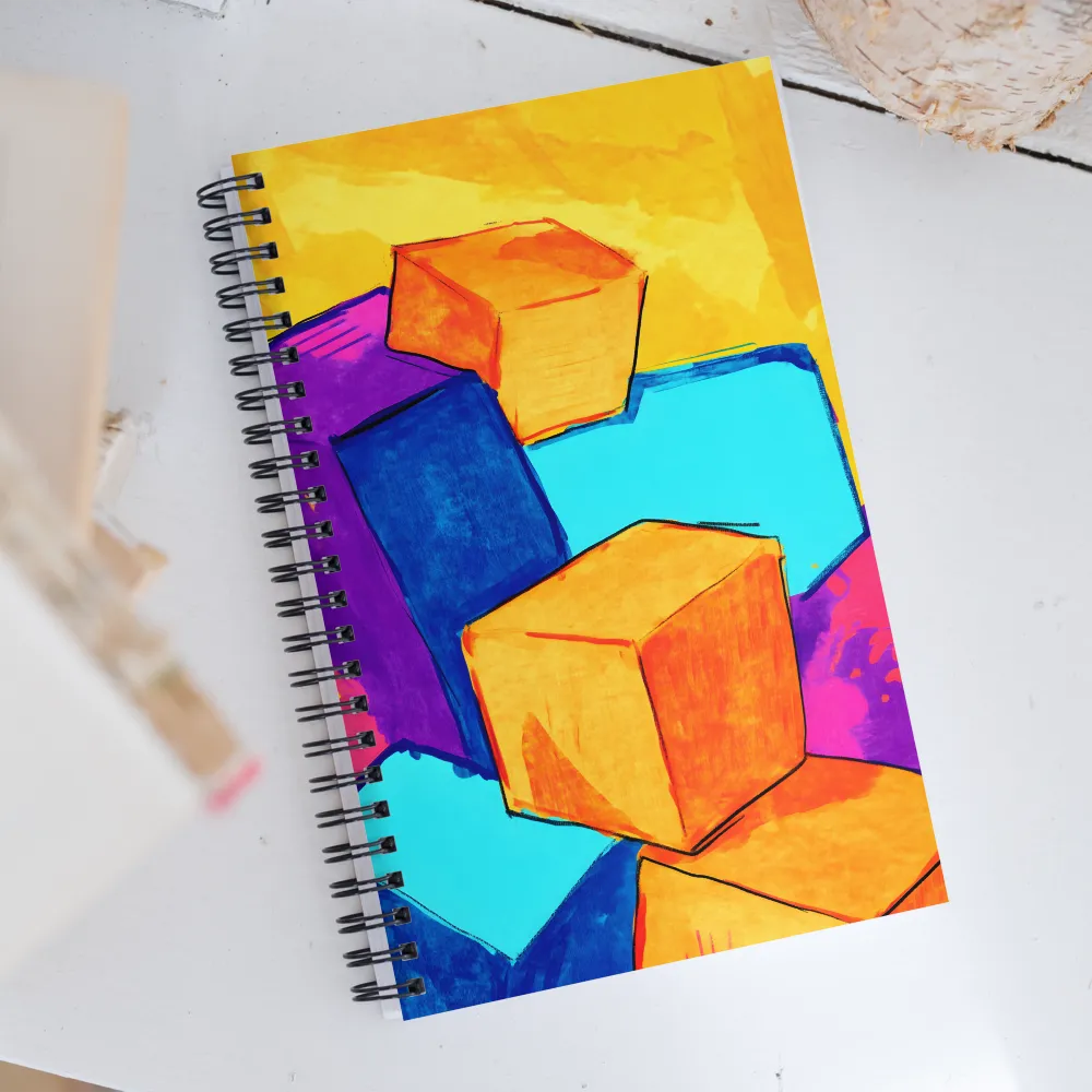 Playful Cubes in Vibrant Harmony | Spiral Notebook