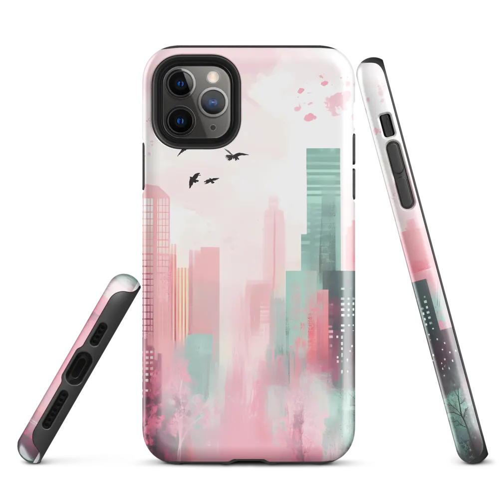 Dreamy Cityscape in Pink and Cyan | Phone Case |  11 Pro Max | Tough Case | Glossy