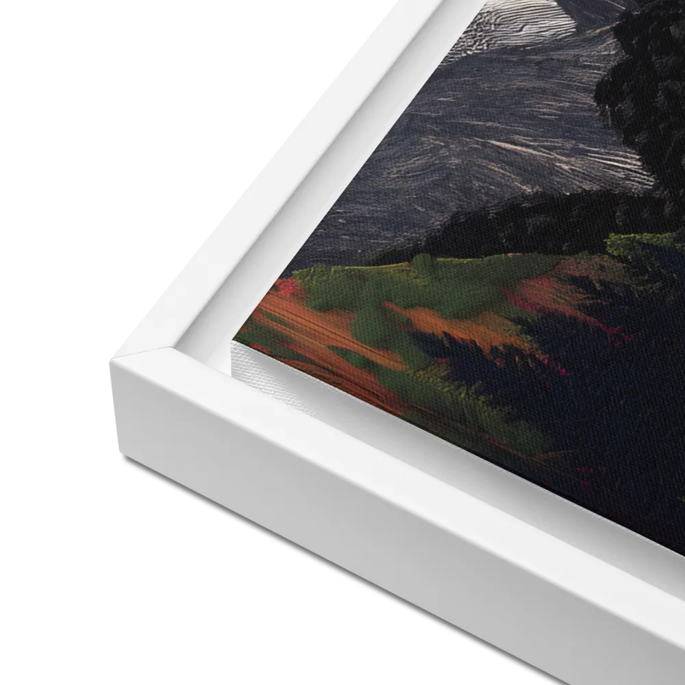 Ethereal Cascade: A Surreal Landscape | Canvas with White Frame | 18″×24″