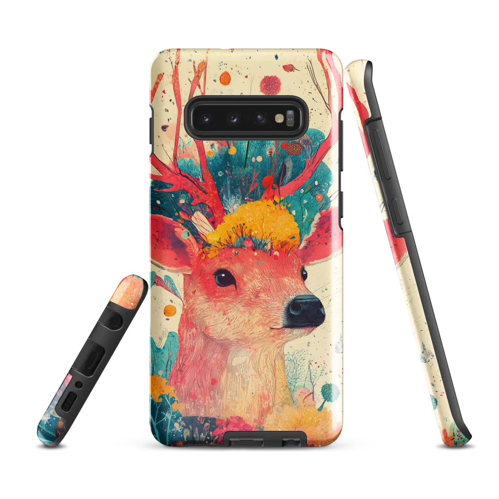 Whimsical Harmony: A Deer in Bloom | Phone Case |  S10 Plus | Tough Case | Glossy